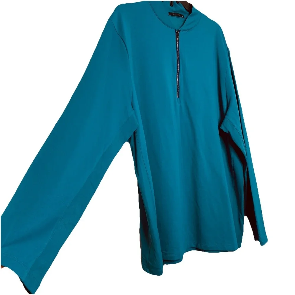 Greyson Siasconset 1/4 Zip‎ Pullover Shirt Golf Performance Fiddle Teal Blue XXL